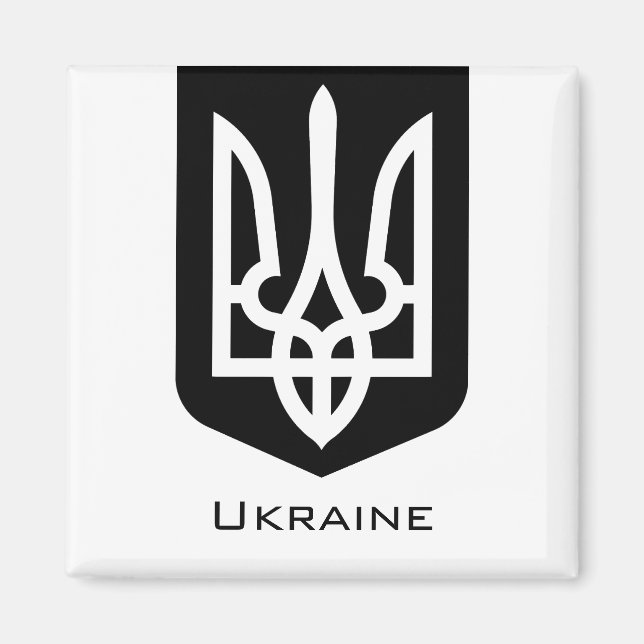 Imã Emblema Gráfico Contemporâneo Tryzub da Ucrânia (Frente)