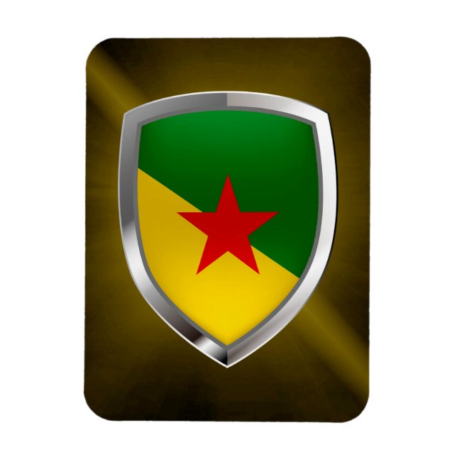 Ímã Emblema Metálico da Guiana Francesa (Vertical)