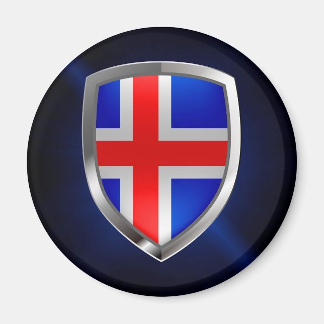 Imã Emblema metálico da Islândia (Frente)