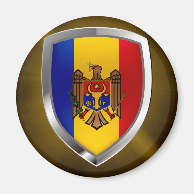 Imã Emblema Metálico da Moldávia (Frente)