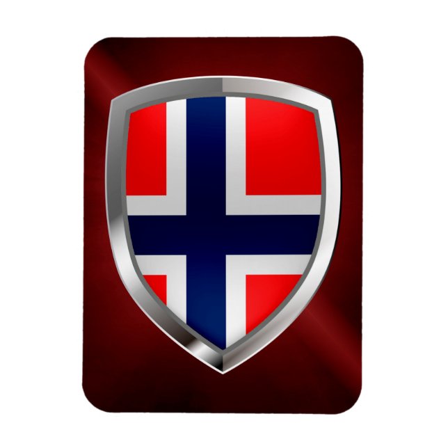Ímã Emblema Metálico da Noruega (Vertical)