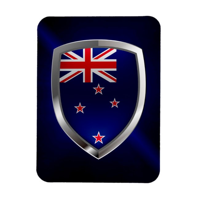 Ímã Emblema Metálico da Nova Zelândia (Vertical)