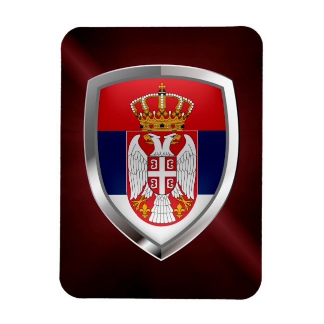 Ímã Emblema Metálico da Sérvia (Vertical)