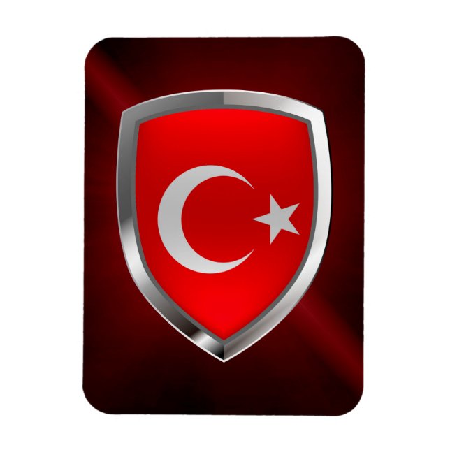 Ímã Emblema Metálico da Turquia (Vertical)