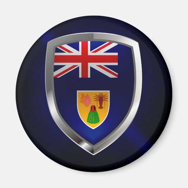 Imã Emblema Metálico das Ilhas Turcas e Caicos (Frente)