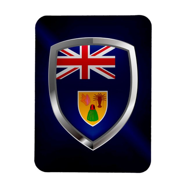 Ímã Emblema Metálico das Ilhas Turcas e Caicos (Vertical)