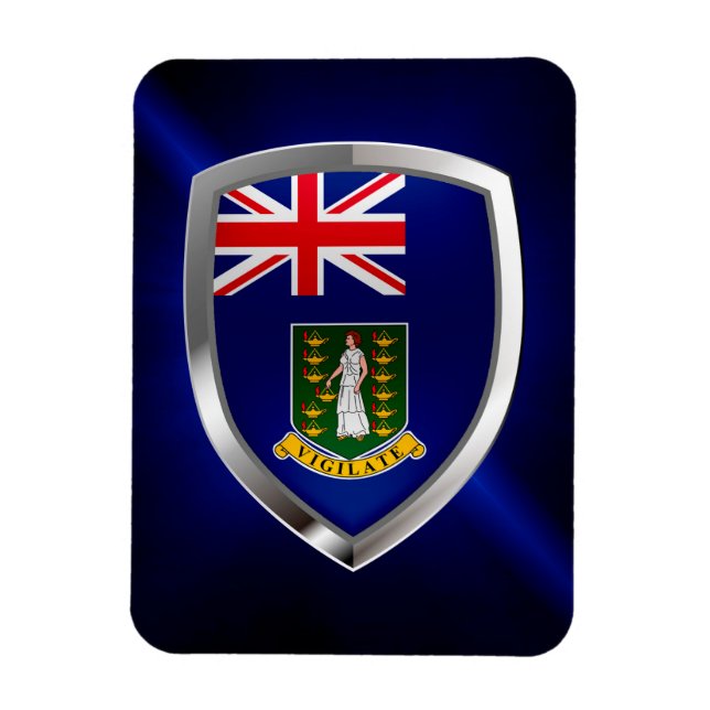 Ímã Emblema Metálico das Ilhas Virgens Britânicas (Vertical)