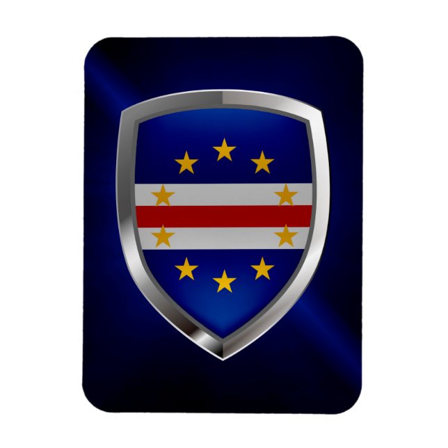 Ímã Emblema Metálico de Cabo Verde (Vertical)