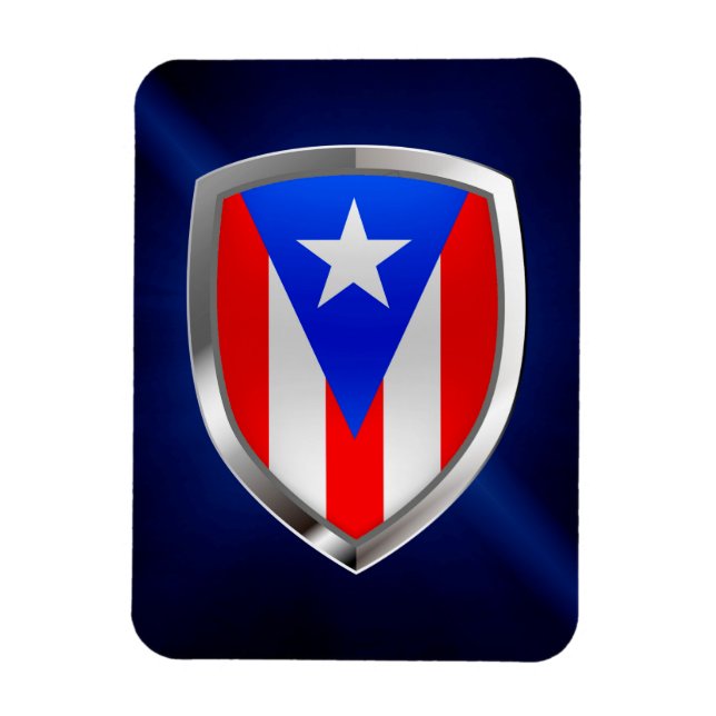 Ímã Emblema Metálico de Porto Rico (Vertical)