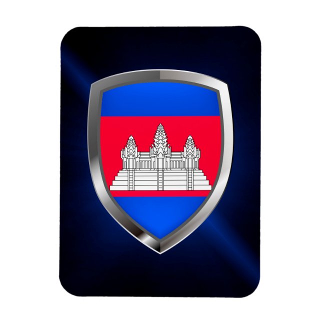 Ímã Emblema Metálico do Camboja (Vertical)