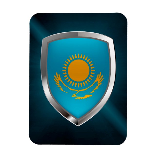 Ímã Emblema Metálico do Cazaquistão (Vertical)
