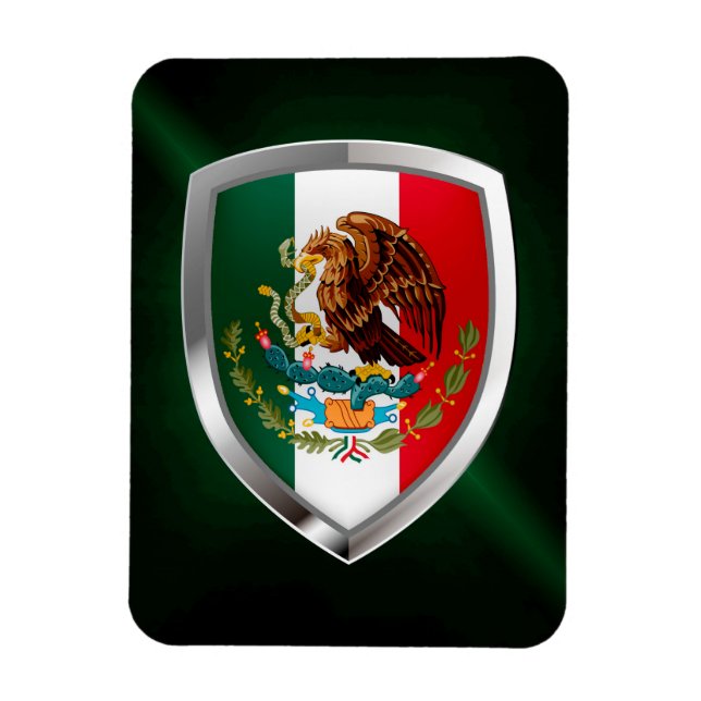 Ímã Emblema Metálico do México (Vertical)