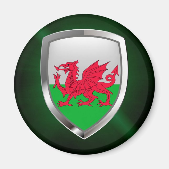 Imã Emblema Metálico do País de Gales (Frente)