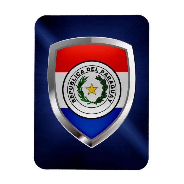 Ímã Emblema Metálico do Paraguai (Vertical)