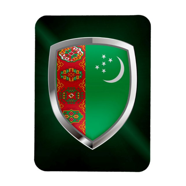 Ímã Emblema Metálico Turquemenistão (Vertical)