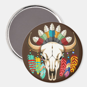 Imã Emblema Nativo Americano de Crânio de Búfalo