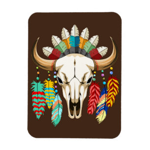 Ímã Emblema Nativo Americano de Crânio de Búfalo