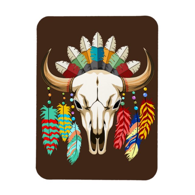 Ímã Emblema Nativo Americano de Crânio de Búfalo (Vertical)