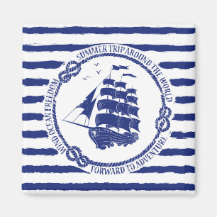 Imã Emblema náutico com navio de navigação