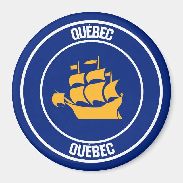 Imã Emblema Redondo da Cidade de Quebec (Frente)