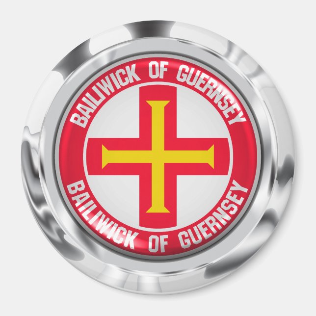 Imã Emblema Redondo de Guernsey (Frente)