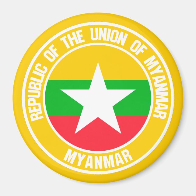 Imã Emblema Redondo de Myanmar (Frente)