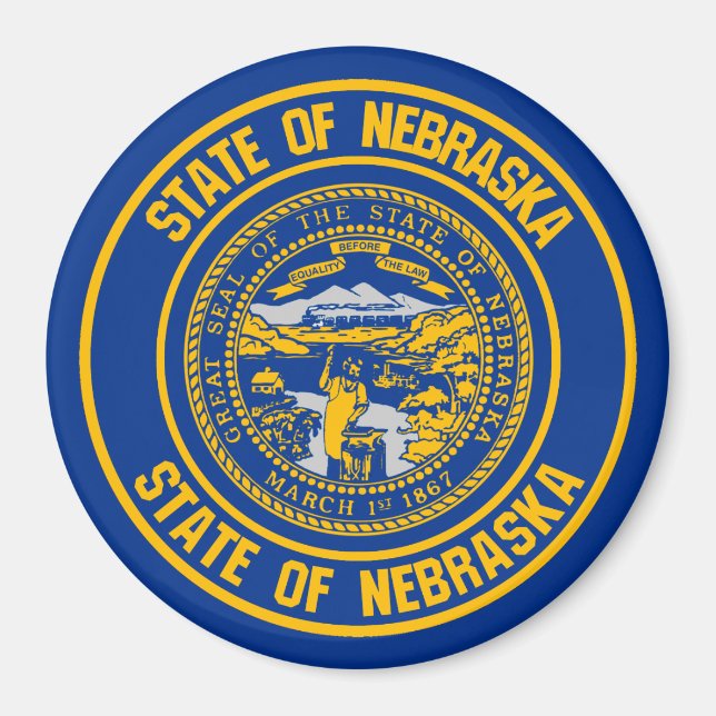 Imã Emblema Redondo de Nebraska (Frente)