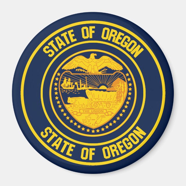 Imã Emblema Redondo de Oregon (Frente)