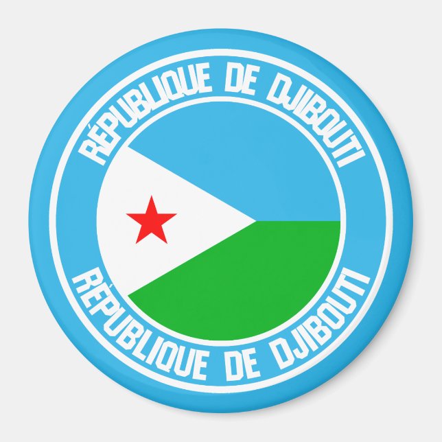 Imã Emblema Redondo do Djibuti (Frente)