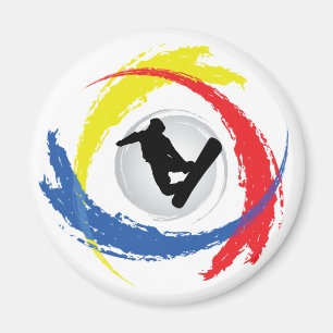 Imã Emblema Tricolor da snowboarding