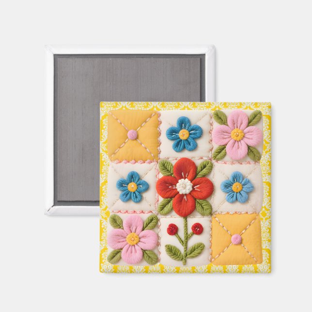 Imã Embroidered Flower Quilt Block (Front/Back)