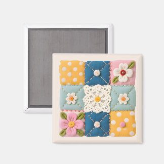 Imã Embroidered Lace and Flowers Quilt Block