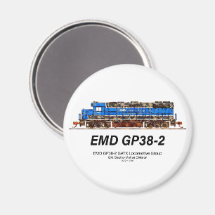 Imã EMD GP38-2 Locomotive diesel azul e branco GATX