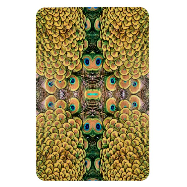 Ímã Emerald Green and Gold Peacock Feathers (Vertical)
