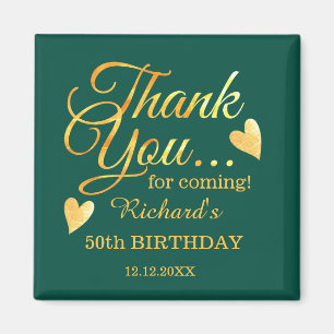 Imã Emerald Green Dourado 50 Aniversário Obrigado Por