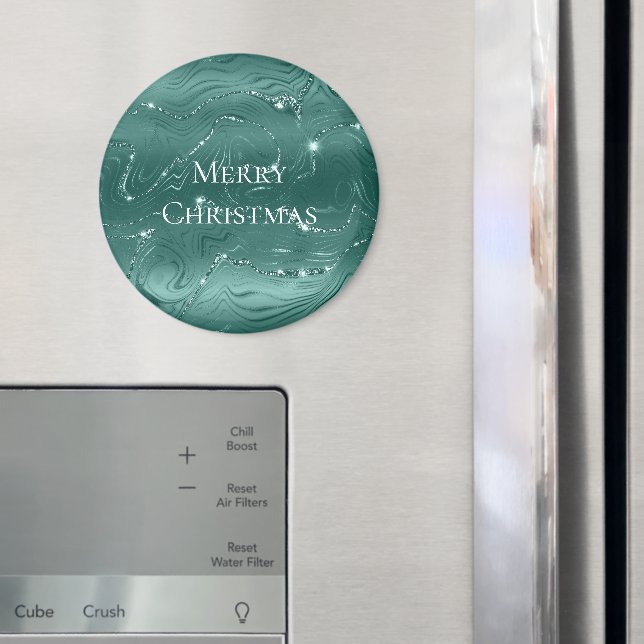 Imã Emerald Green Glitzy Marble Christmas (In Situ (Fridge))