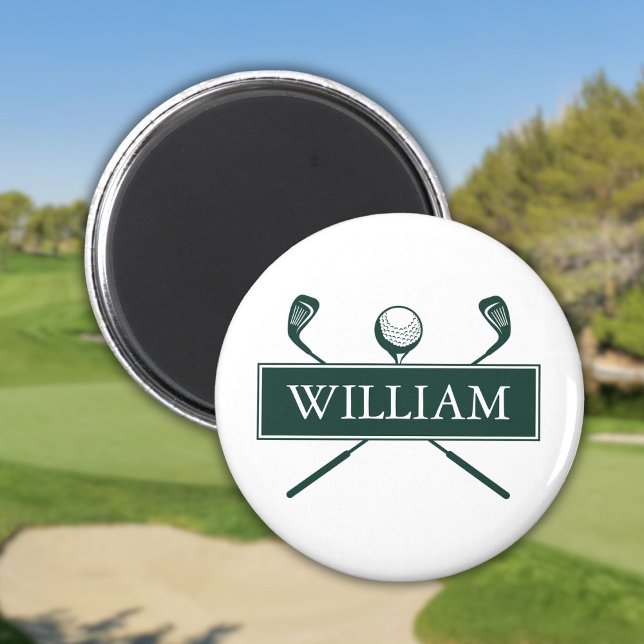 Imã Emerald Green Personalizado Nome Golf Ball Clubs (Emerald Green Personalized Name Golf Ball Clubs Magnet)