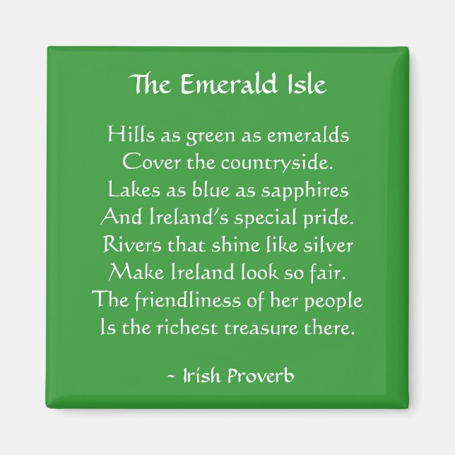 Imã Emerald Isle Irish Proverb Magnet (Frente)