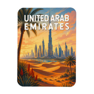 Ímã Emirados Árabes Unidos Ilustração Viagem Arte