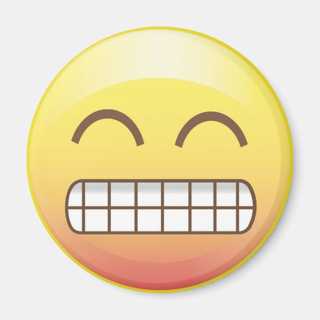 Imã Emoji Amarelo de Sorriso de Dente (Frente)