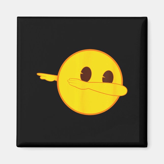 Imã Emoji Dab Dabbing Yellow Smile Face  (Frente)