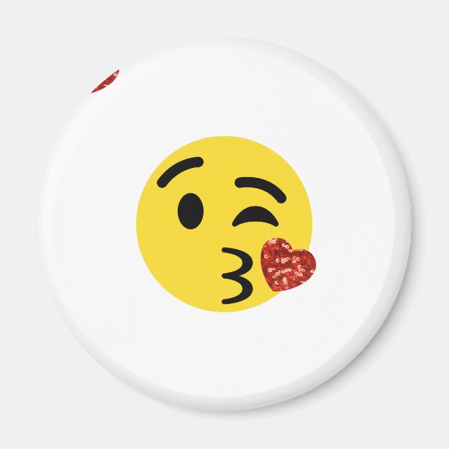 Imã emoji de beijo brilhante (Frente)