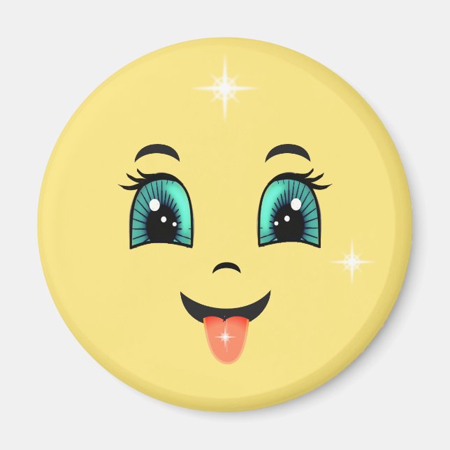 Imã Emoji de Rosto Feliz Fofo (Frente)