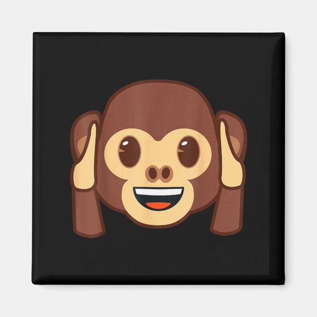 Imã Emoji Monkey Holding Ears Yellow Smile Face  (Frente)