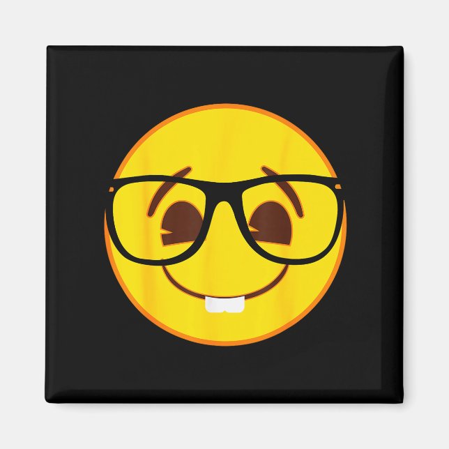 Imã Emoji Nerd Gles Yellow Smile Face  (Frente)