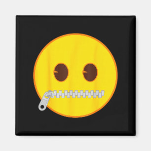 Imã Emoji Oficial Rosto Sorriso Amarelo Boca Zíper 