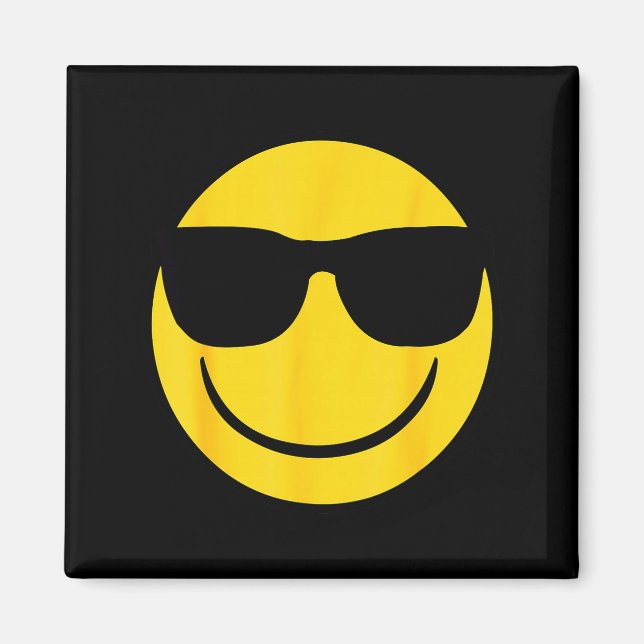Imã Emoji Retro Sungles Yellow Smile Face  (Frente)