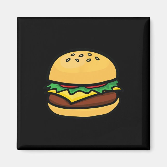 Imã Emoticon de Cheeseburger Hamburger Queijo Bbq  (Frente)