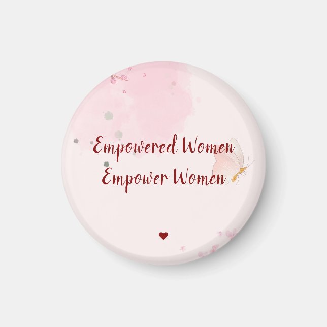 Imã Empowered Women Empower Women Pink Watercolor Chic (Frente)