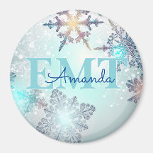 EMT Ice Blue Snowflake Personalized Name